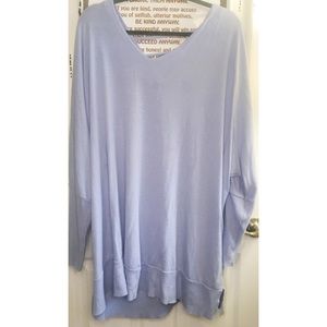 Boutique + Blue Sweater with Criss Cross Back